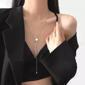 주얼리 진주목걸이 롱 여름 네크리스 포인트 드롭 체