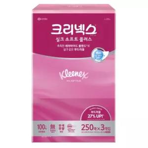 유한킴벌리 크리넥스 실크소프트 250매 3개입 1팩/각티슈