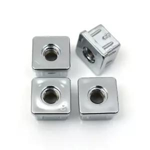 국산 사각파이프 캡 25 크롬너트 25x25x3/8 4개 조절발 마개 높이조절 레벨라