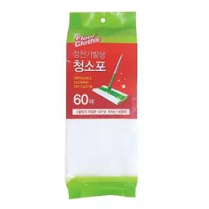 국산 정전기발생청소포 60매(205x290mm) 정전기청소포 정전기포 부직포 청소용품 밀대