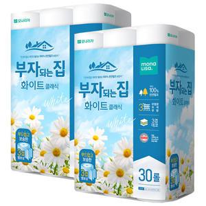 부자되는집 화이트 클래식3겹 데코 30롤 2팩 휴지