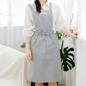 린넨 프릴 주방 원피스 앞치마_카페 바리스타 미용 어린이집 공방