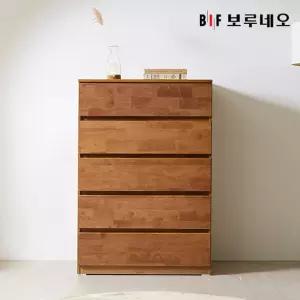 앳홈 테드 속깊은 브라우니 원목 800 5단 광폭서랍장 (깊이500)
