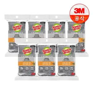 3M 프리미엄 그레이 망사 수세미 2입 x 7개