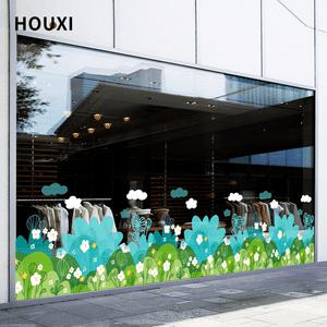 창문스티커 시트지 꽃 플라워 식물 여름 숲 대형 어린이집 학원 유치원 정전기 유리창 쇼윈도