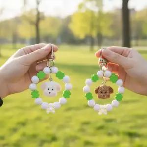 4인용 볼터치 네잎클로버 강아지 키링 만들기 열쇠고리 DIY 비즈 공예 재료 취미 선물 단체 체험 활동 봄이오나봄 키트