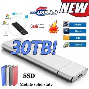 탁상용 원목 ai 블루투스 휴대용 고속 외장 솔리드 스테이트 하드 드라이브 128TB 1TB 2TB SSD 100% 16TB 8