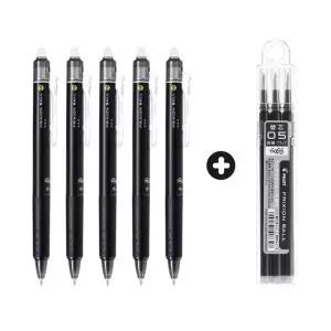 (매장정품)파이롯트 프릭션 노크 지워지는 볼펜 0.5mm 검정 5자루+리필(검정3입) 1개