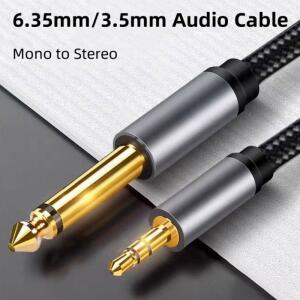 6.35mm 모노-3.5mm 스테레오 1/8 TRS-1/4 TS 상호 연결 AUX 어댑터 노트북 PC 용 오디오 케이블 패치 코드