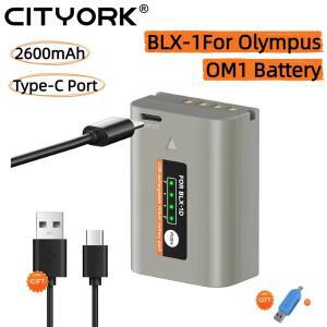 BLX 1 배터리 올림푸스 OM1 시스템 2600mAh + USB Type-C 포트 미러리스 카메라 MARK II MK2