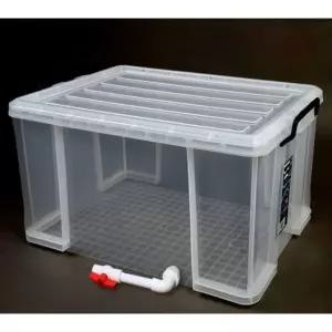 프리미엄 거북이 수조 사육장 반수생 어항 배수밸브형 곡배수 커버 70.5x48x38.5cm