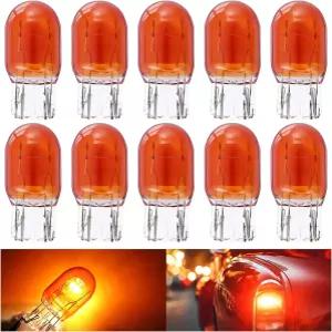Meonum 10개 7443 브레이크 전구 7444NA LED 7444 앰버 T20 W21/5W 12V 자동차 테일 턴 시그널 교체