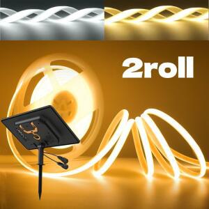 24V 태양광 네온 LED 조명 COB 스트립 320LED/m 방수 IP67 유연 접착 테이프 램프 고밀도 선형 화이트 웜