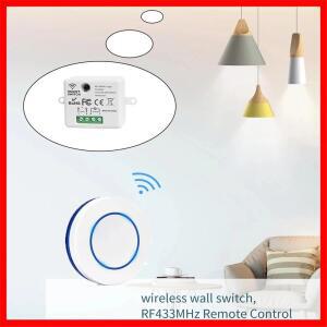 RF 433MHz 무선 리모컨 조명 스위치 220V 110V 10A 릴레이 수신기 미니 원형 버튼 벽면 패널 (LED 램프용)