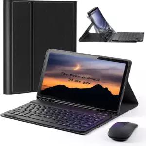 삼성 갤럭시 탭 S6 라이트용 TUNKARMOR 케이스 키보드 10.4 인치 2024 2022 2020 마우스 내장 연필 홀더 -