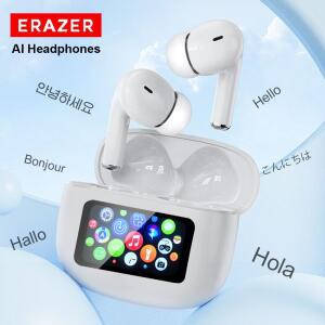 ERAZER AI 번역 기능 탑재 에어스 프로 TWS 무선 블루투스 이어폰 터치 스크린 컨트롤 헤드폰 하이파이 이