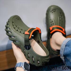 남성용 비치 샌들 미끄럼 방지 EVA 통기성 두꺼운 밑창 편안한 여름 패셔너블 슬립온 클로그 슈즈 캐주얼
