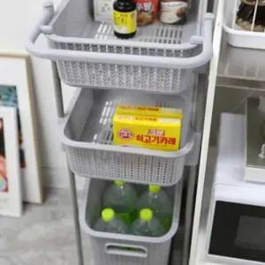 학교이동선반 소품정리캐리어3단그레이 수납장 교실선반