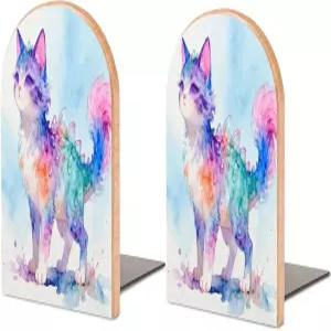 레인보우 크리스탈 팬텀 고양이 책 무거운 책꽂이용 비스키드 끝남