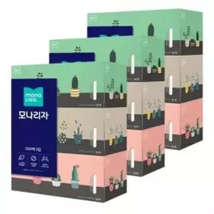 대용량티슈 모나리자 미용티슈 각티슈 3입 250매 3팩