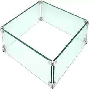 vchin Fire Pit 윈드 가드 15인치 x 사각 강화 유리 바람막이 두꺼운 및 포함된 도구로 간편한 설치
