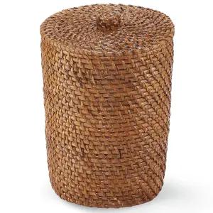 뚜껑과 라이너가 있는 84ECO 브라운 위커 쓰레기통 - 라탄