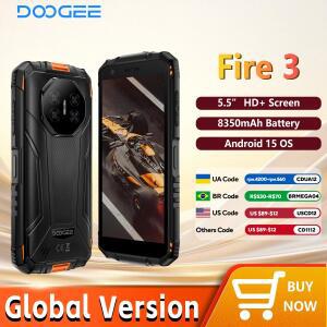 월드 프리미어 Doogee Fire 3 견고한 휴대폰 12GB+64GB 8350mAh 배터리 5.5인치 HD+ 화면 13MP+8MP NFC
