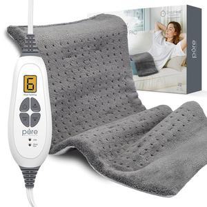 퓨어 릴 XL 히팅 패드 - 허리 및 경련을 위한 12인치 x 24인치 전기 패드, 6가지 열 설정, 소프트 머신 워시 패브릭, 자동 꺼짐 습열( 회색)