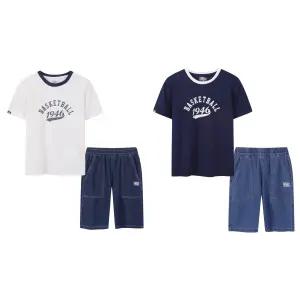 NBA키즈 반팔 데님쇼츠 세트CA