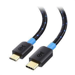 eAj 케이블 매터즈 USB C-마이크로 USB 케이블 - 3.3피트, [3A/15W 충전, 480Mbps 데이터] MicroUSB-USBC 케이블, 게임 컨트롤러용 Micro-B 2.0 코드, 카메라, GPS, 대시캠 등, 블랙 색상