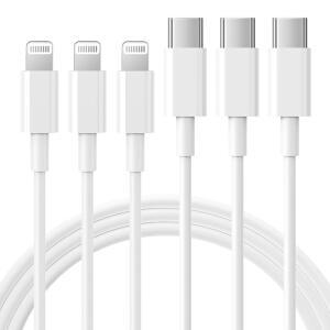 eAj RCTech USB C에서 라이트닝 케이블 3Pack 3FT [MFI 인증] 고속 충전 케이블 USB-C 전원 공급 충전 코드 14 /13 /12 /12 PRO Max /12 Mini /11 /11 PRO /XS /Max /XR /XR /X /8 /8Plus / , 화이트
