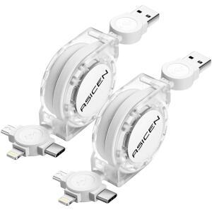 eAj 휴대폰, 시리즈, 갤럭시 시리즈, PS, 태블릿용 /Type-C /Micro USB 포트가 있는 3 in 1 접이식 멀티 충전 케이블, 2Pack 멀티 고속 충전 코드 접이식 충전기 데이터 동기화 케이블