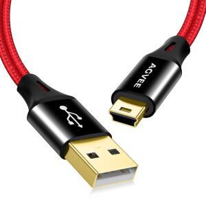 eAj AGVEE 2 팩 6.6피트 미니 USB 케이블, TI-84용 땋은 내구성 USB-A to Mini-B 충전기 코드, Garmin GPS, Go-Pro Hero 4 3 2 HD, PS3 컨트롤러, 캐논 카메라, 블루 예티 마이크, 레드