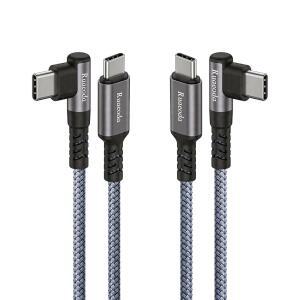 eAj 카플레이용 루아오다 USB C to USB C 케이블(6피트, 2팩), 60W 고속 충전 직각 타입 C 충전기 코드, 15/16 Pro Max, 삼성 S24, 와 호환되는 케이스 친화적인 브레이드 USBC 케이블