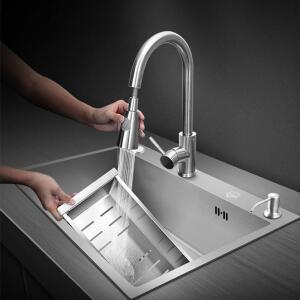 주방용품  대용량 304 스테인리스 직사각형 싱크대 풀아웃 수도꼭지 정수기 포함