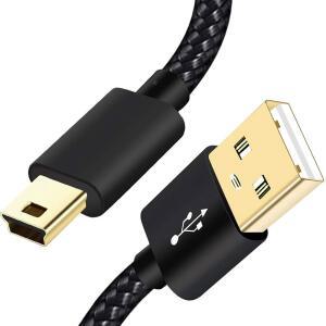 eAj SCOVEE 미니 USB 케이블 땋기 6피트 A형 남성용에서 미니 B형 케이블 데이터 충전 코드, PS3 컨트롤러 코드, MP3 플레이어, 대쉬캠(가민 누비용), 카메라 충전기(캐논 파워샷 레벨 ELPH용)