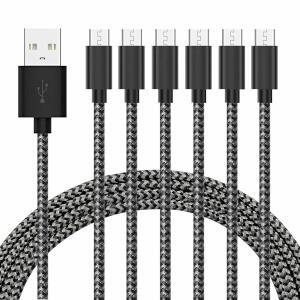 eAj G GOPALA 마이크로 USB 케이블 안드로이드 충전기 [6팩 5피트] 안드로이드, 삼성, 넥서스, LG, HTC, 노키아, 소니 등용 나일론 땋은 고속 동기화 및 충전 코드