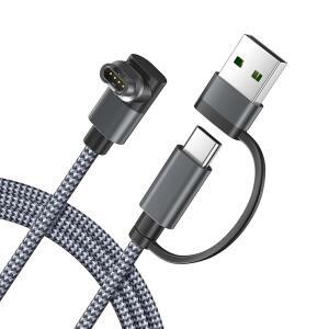 eAj 이트라맥스 2-in-1 가민 워치 4FT 1팩 USB C 충전 케이블, 가민 페닉스 8 E 7 7X 7S 6 솔라용 USB 충전 전원 코드, 포러너 970 965 955 945 570 265 255 245 165 55, 비보액티브 6 5 4 - 그레이
