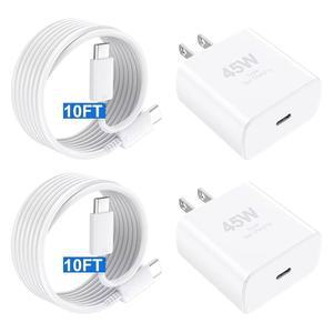 eAj 고속 충전기 USB C 충전기 Type C 충전기, 10피트 USB C to USB C 케이블 고속 충전 코드 45W 휴대폰 충전기 USBC 충전기 17 Air / 17 Pro Max / 16 15 Pro Max / Pro