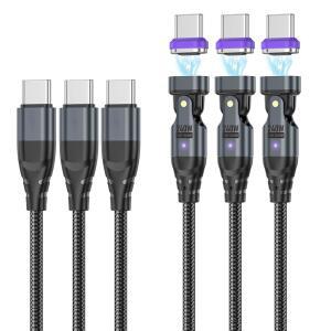 eAj 타입 C 장치용 USB C-USB C 마그네틱 충전 케이블(3팩, 1.6피트+3.3피트+6피트) 180 회전 마그네틱 휴대폰 충전기 16핀 PD 240W 마그네틱 USB C 충전 케이블 마그네틱 충전기 데이터 전송 코드