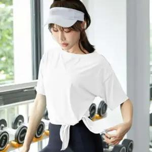 필라테스 요가 반팔 상의 옆트임 살짝묶어 포인트 요가복