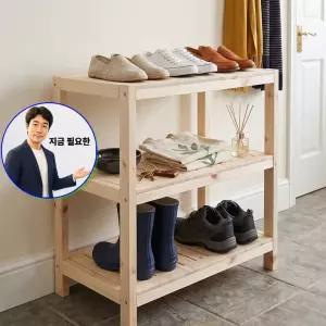 쌍문상회 지금 필요한 우드렉600 3단선반 신발정리대 모듈선반 파인 원목 수납장 이앤위즈 슈즈렉
