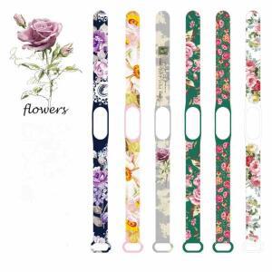 Mi Band 3 4 5 6 7 팔찌 꽃 시리즈 손목 밴드 시계 교체 스트랩 용 실리콘