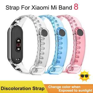 Xiaomi Mi Band 8 용 실리콘 스트랩 변색 교체 팔찌 투명 색상 Chang 시계 밴드