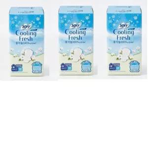 쏘피 쿨링프레쉬 유기농 생리대 날개형 대형 24P 1팩 2+1 총 72p