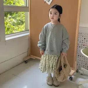절개 맨투맨 플라워 원피스 R6985