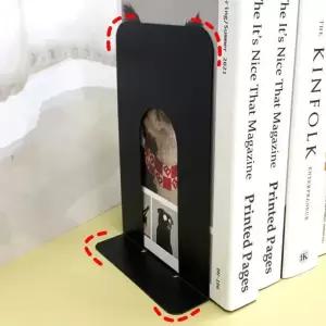 [룽스_65]스틸 철제 T자 북엔드 책꽂이정리함 블랙 2P