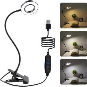 48 LED 책상 램프 클립 USB 북라이트 침대 옆 360 ° 유연한 눈 보호 구즈넥 독서등 밝기 조절 가능 3레벨