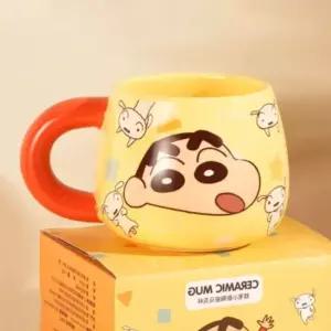 세라믹 이유식용품 머그컵 손잡이 칼라 짱구 오렌지 460ml