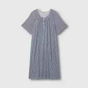 JAJU 여 보드리 체크 반팔 파자마 원피스 J2062030500571311793